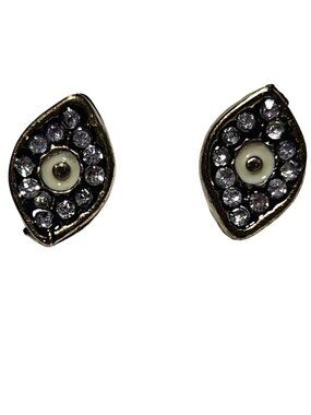 Evil Eye Stud Earrings Purple Rhinestone Gold Tone Finish Protection Jewelry